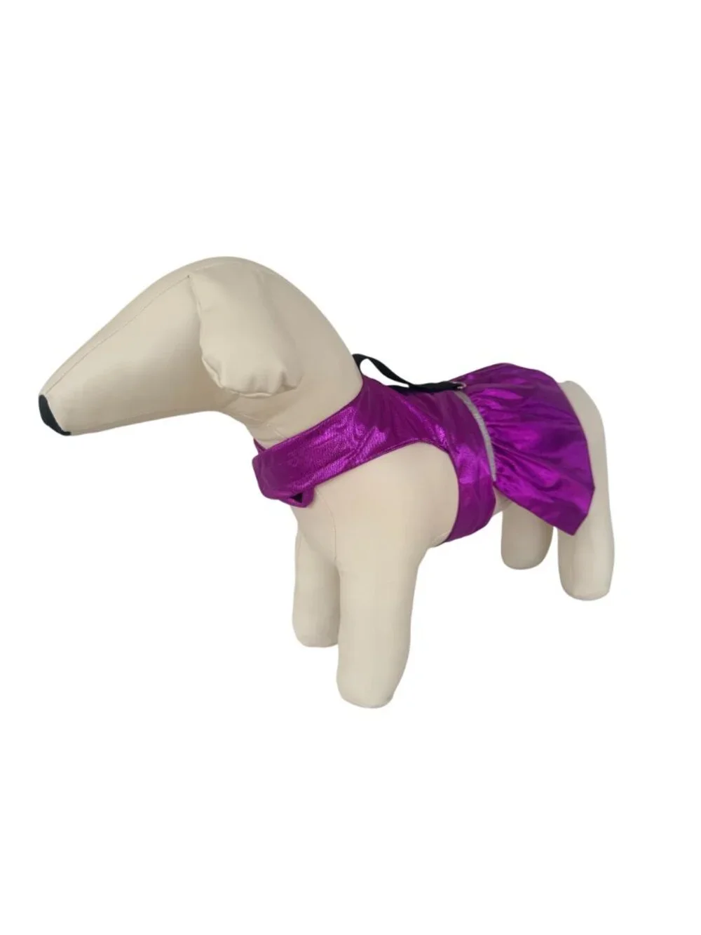 Handmade Small Dog Adjustable Dress Outfit w Harness Metallic Fuschia Purple